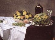 Edouard Manet Stilleben with melon and peaches oil painting